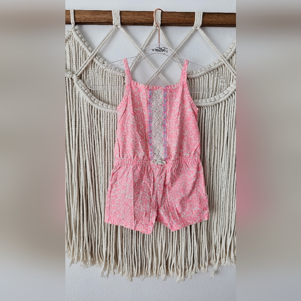 Pink Floral Lace Romper